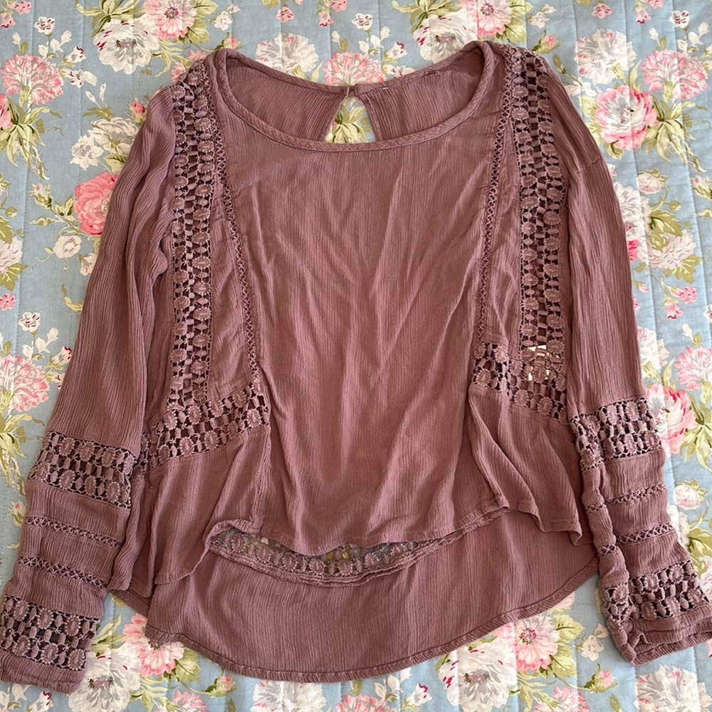 Purple, XS, long-sleeved blouse.